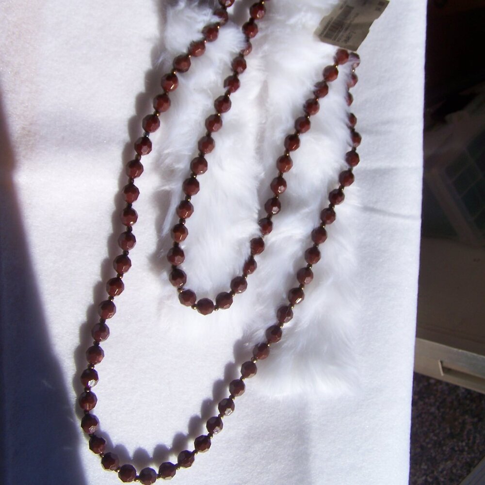 Boutique Set of 2 Brown Beaded Necklaces - Vintage with Tag